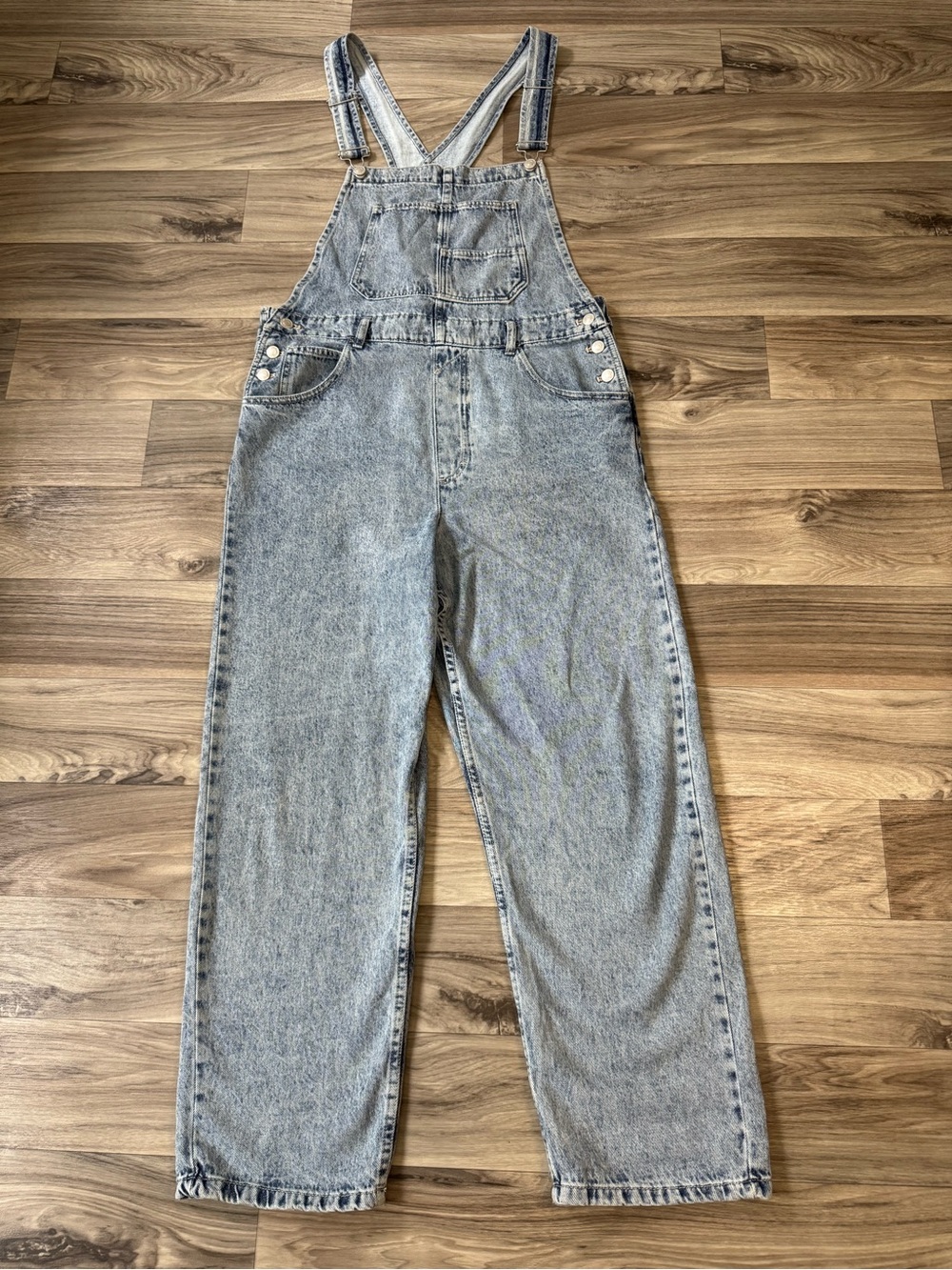 Free People We The Free Ziggy Overall Straight Leg Size Large Denim Overalls